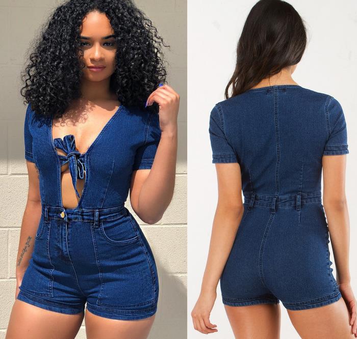 denim short jumpsuit