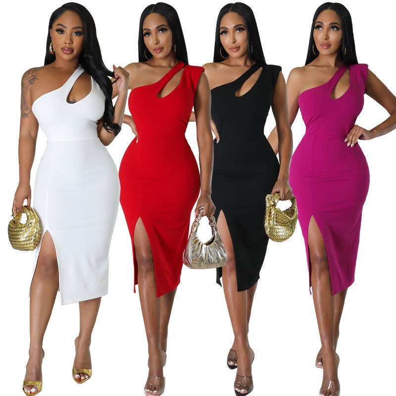 One-Shoulder Cutout Split Dress main image 0