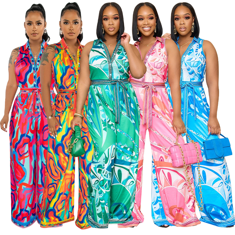 Print Sleeveless Jumpsuits main image 1